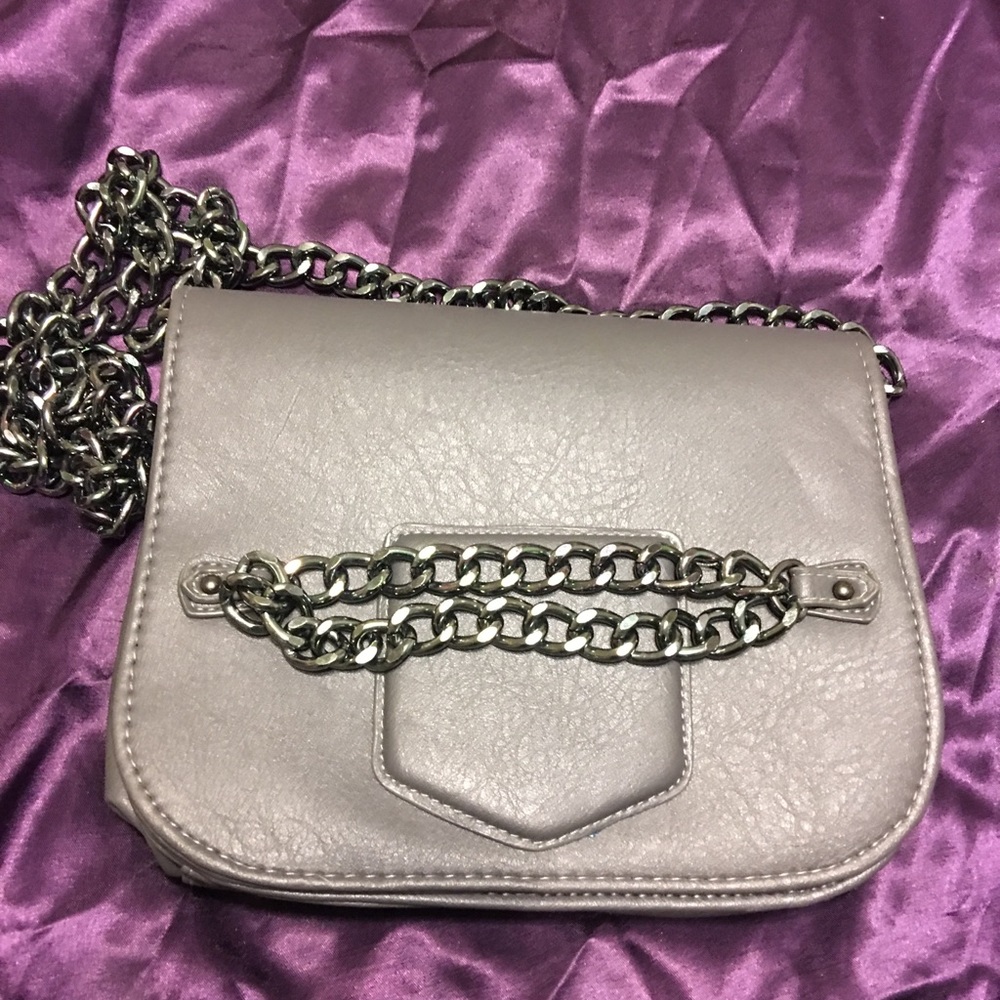 Gunmetal gray Rampage crossbody chain purse